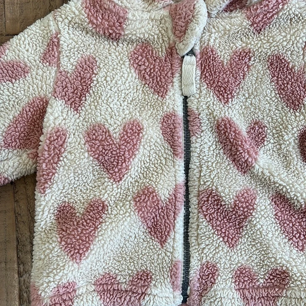 Hanna andersson heart marshmallow fleece jacket
